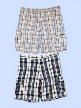 Men’s Plaid Cargo Shorts Bundle Tommy Hilfiger Sz 40 Two Pair